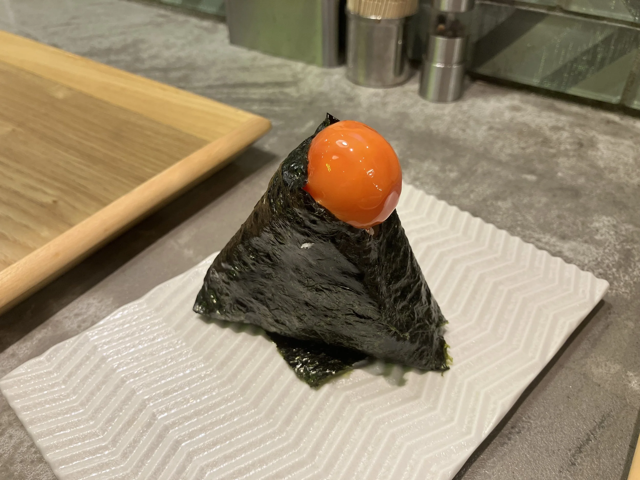 Egg yolk onigiri - either you are completely in love or disgusted by it. One of them is wrong.