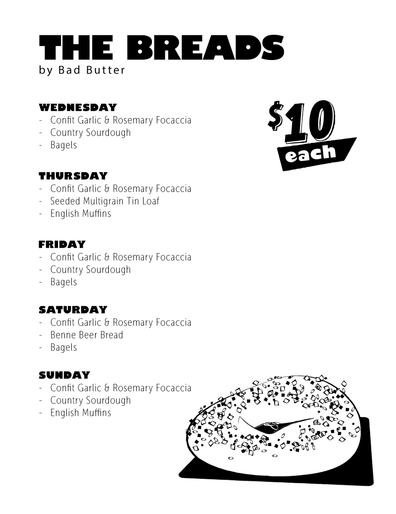 Bad Butter Chicago Menu Breads for 26.10.01