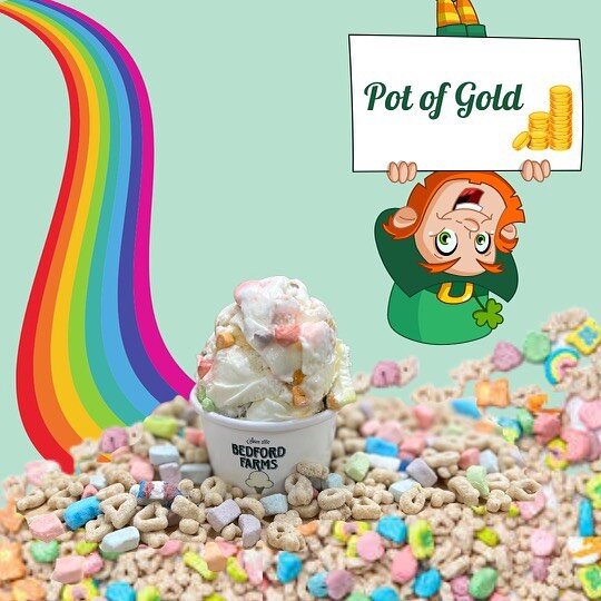 Your lucky day has arrived&hellip;Scoop up a cone of a magically delicious treat, Pot of Gold ice cream now available at both shops!

Bedford Shop: 3-7pm
Concord Shop (Opening day!): 3-7pm

#bedfordfarms #icecream #gdfic #greatdayforicecream #bedford