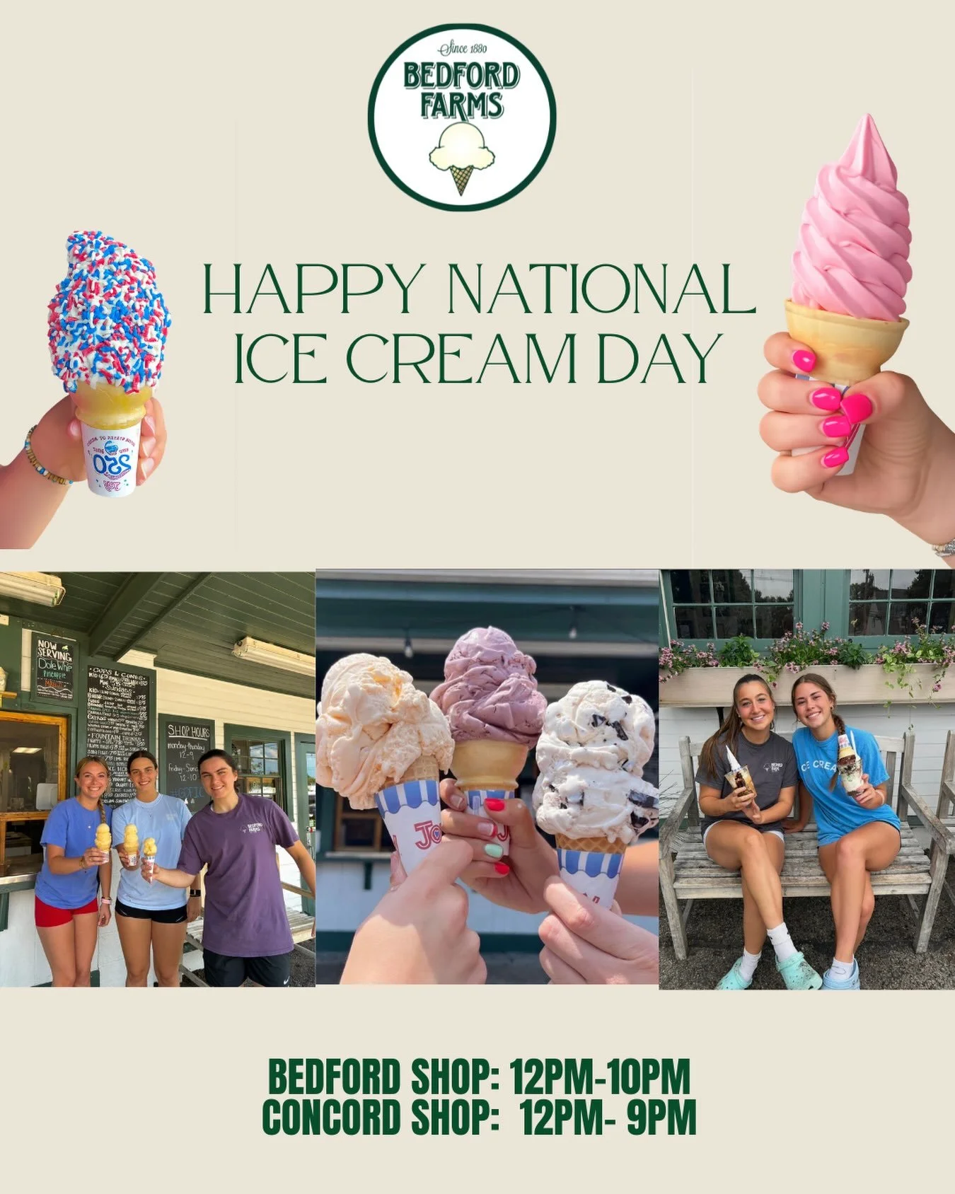 It&rsquo;s our favorite day of the year&hellip; National Ice Cream Day! 🍦There&rsquo;s no better way to celebrate than with a scoop (or two) from Bedford Farms! Grab your favorite flavor, bring a friend, and treat yourself today&mdash;you deserve it