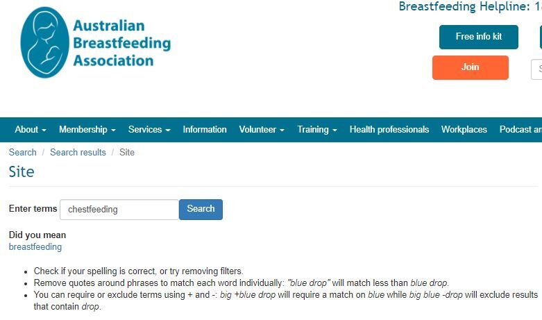 ABA website chestfeeding search results.JPG
