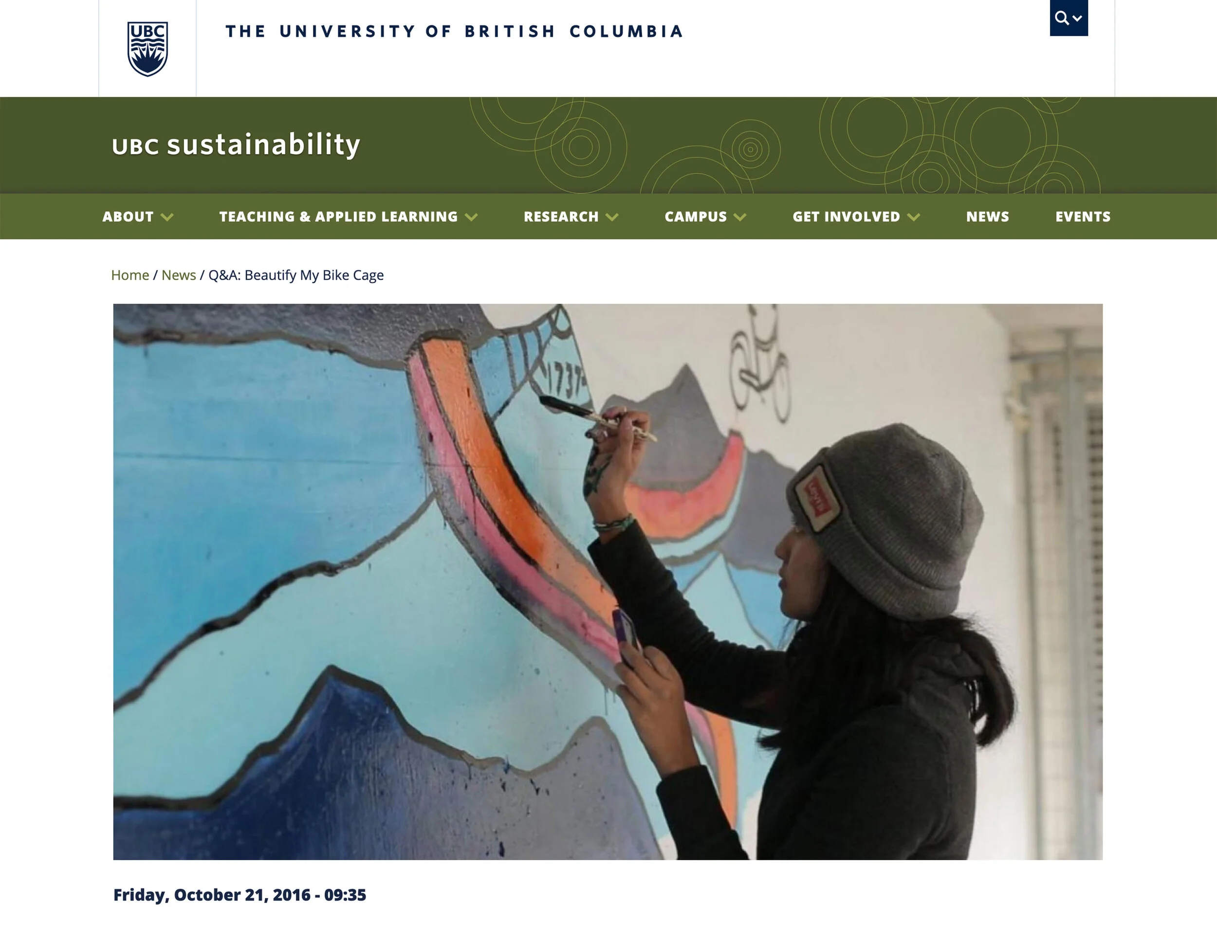 UBC SUSTAINABILITY - Q&A: Beautify My Bike Cage - October 21, 2016 