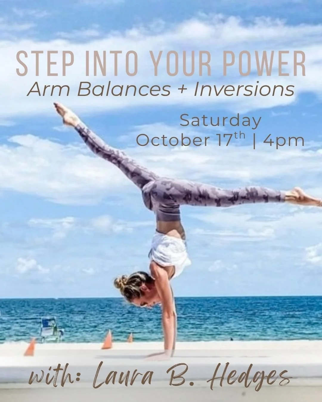 Step into your power and discover the strength, balance, and confidence that come from going upside down! This all-levels workshop will explore arm balances and inversions through mindful preparation, foundational techniques, playful exploration, and