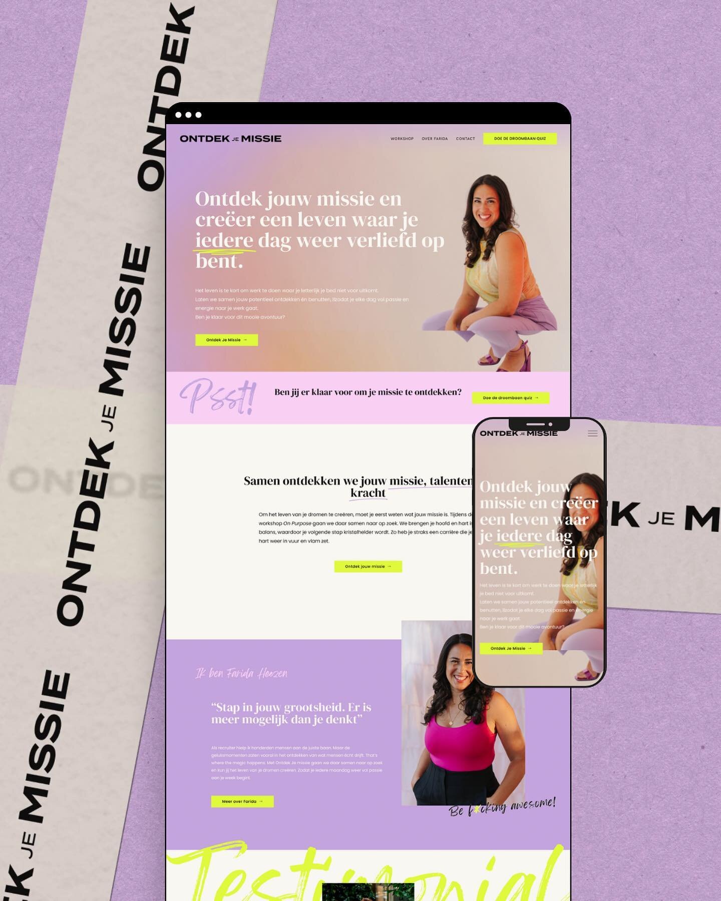 Introducing the freshly crafted brand strategy, identity, and website for a visionary career coach, Farida. 

Her brand - Ontdek Je Missie - Witch is dutch and translates to &ldquo;Uncover your mission&rdquo; was an idea Farida had been toying around