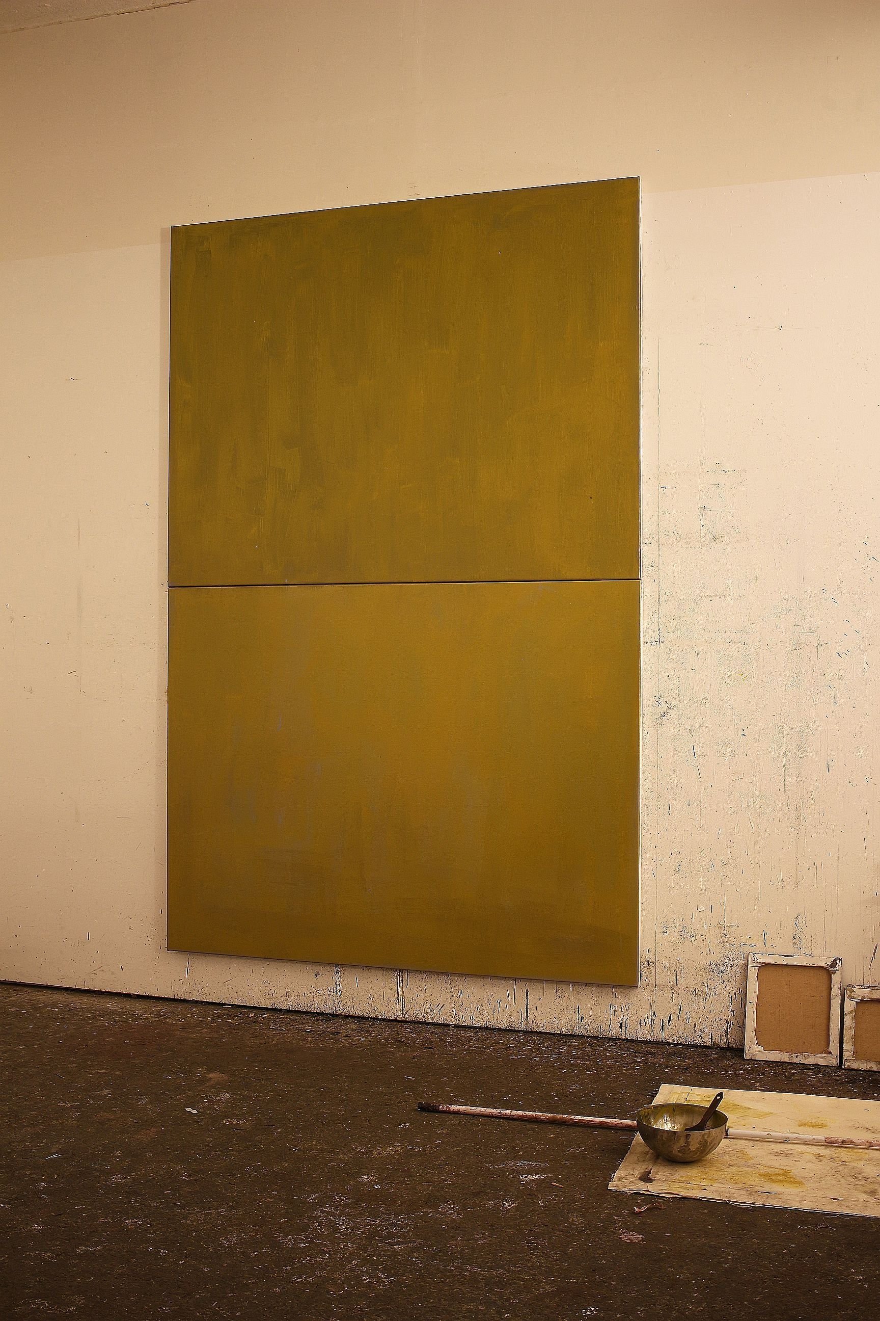 resonant island | 2021 | oil on jute | 320 x 210 | diptych | studio view
