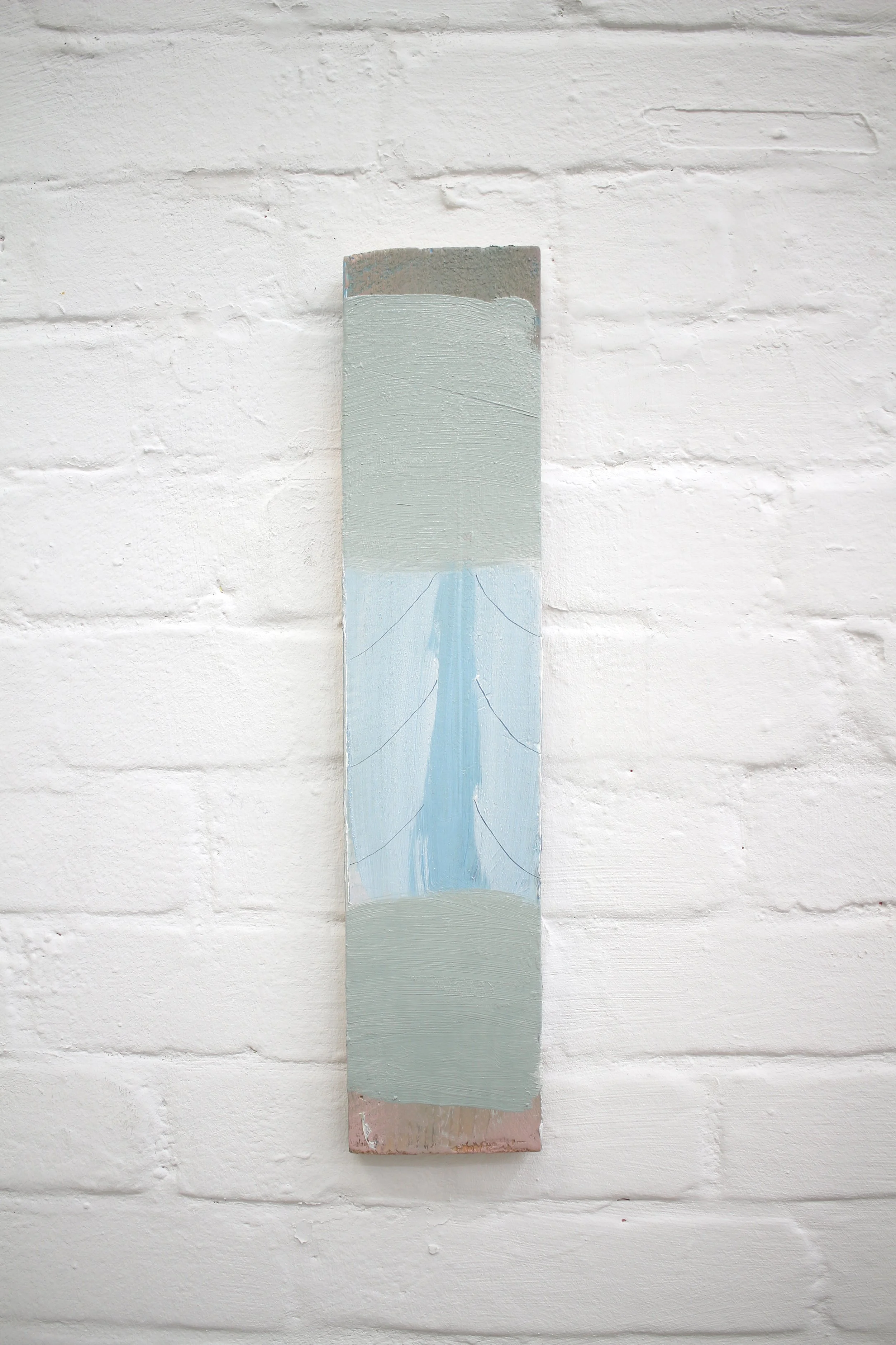 jetty, 2026, oil on found wood, 43 x 9cm