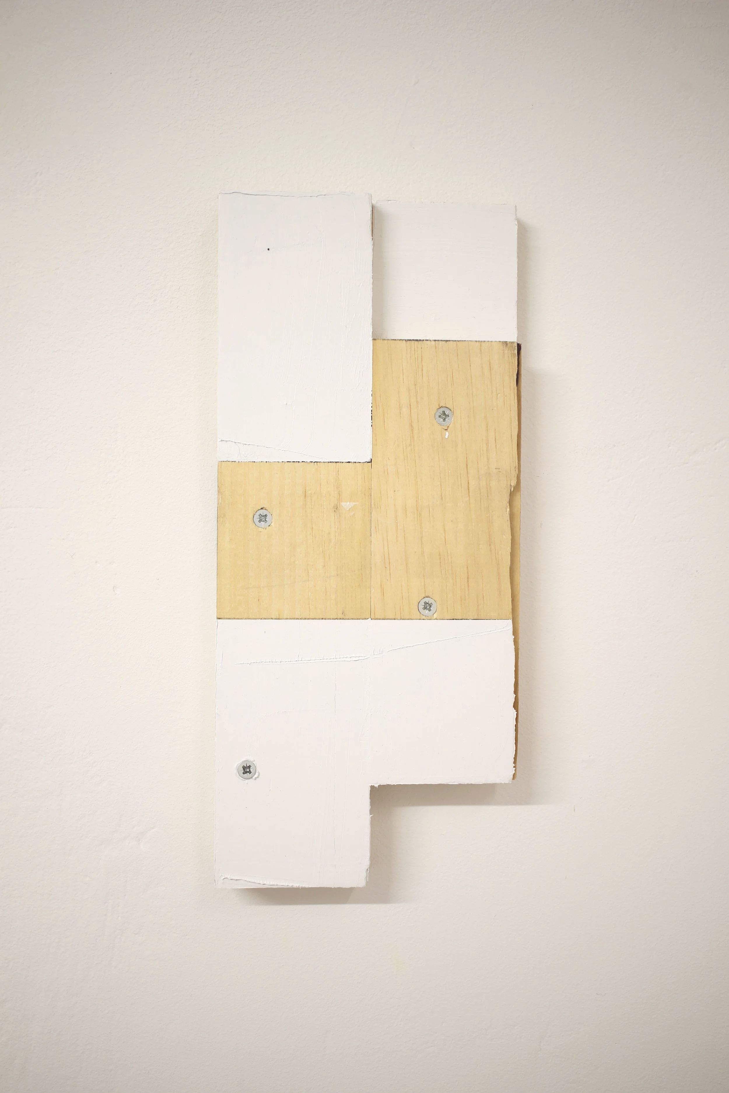rose wedge / 2026 / oil on found plywood pieces/screws