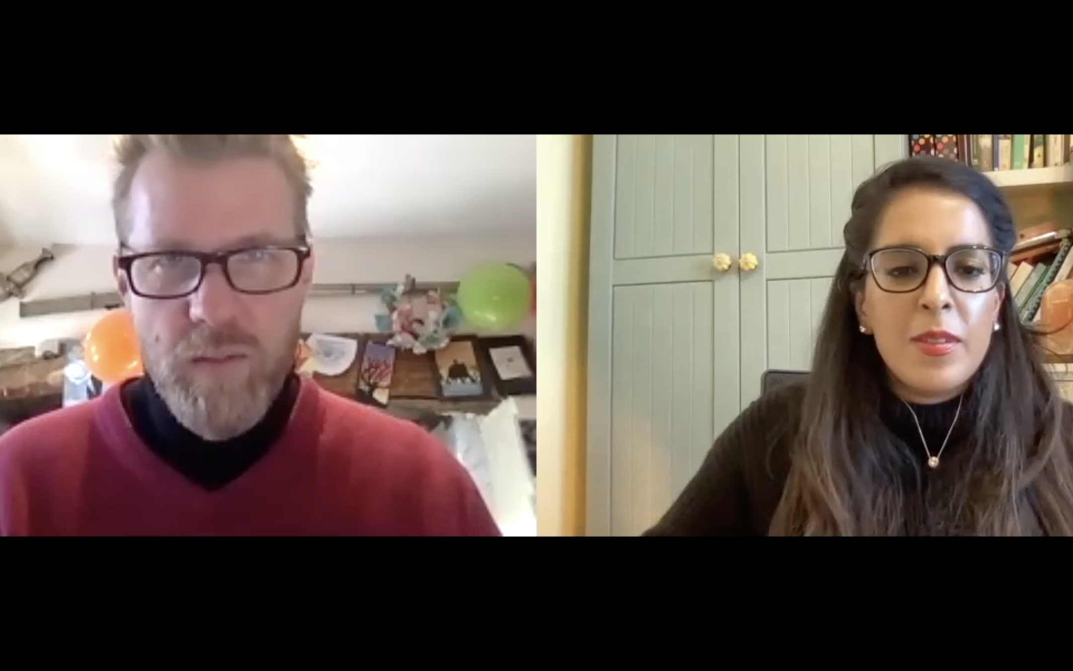 Image of Jason Webster and Nadia Khan on zoom