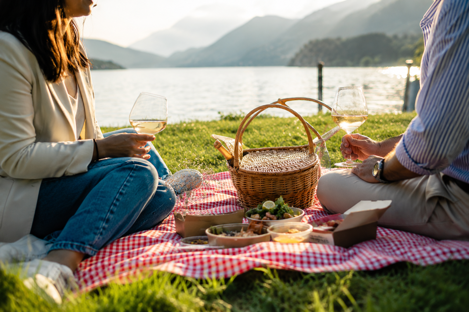 Aperitivi nel cestino vista lago 