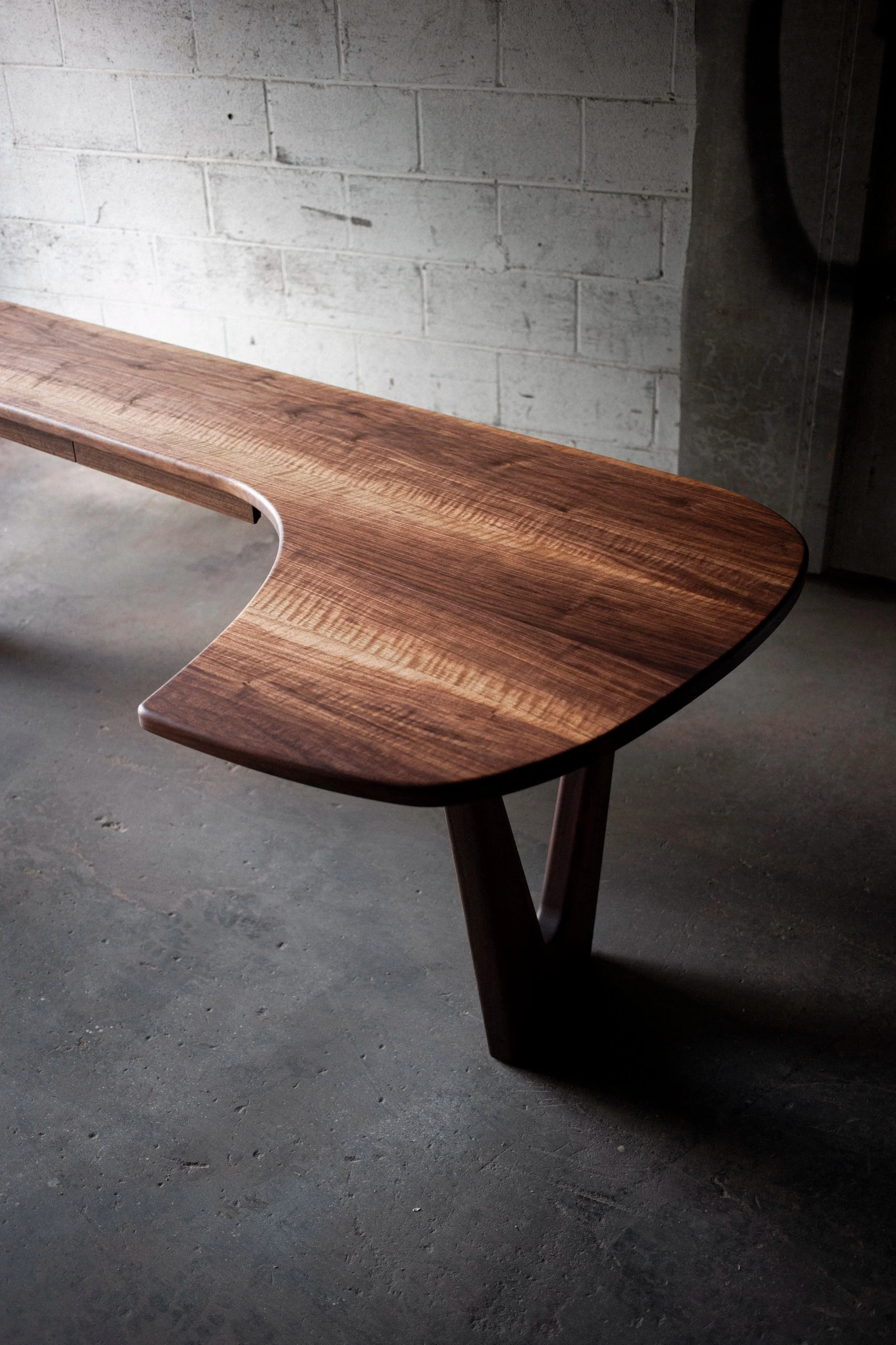 figured walnut desk with wishbone legs