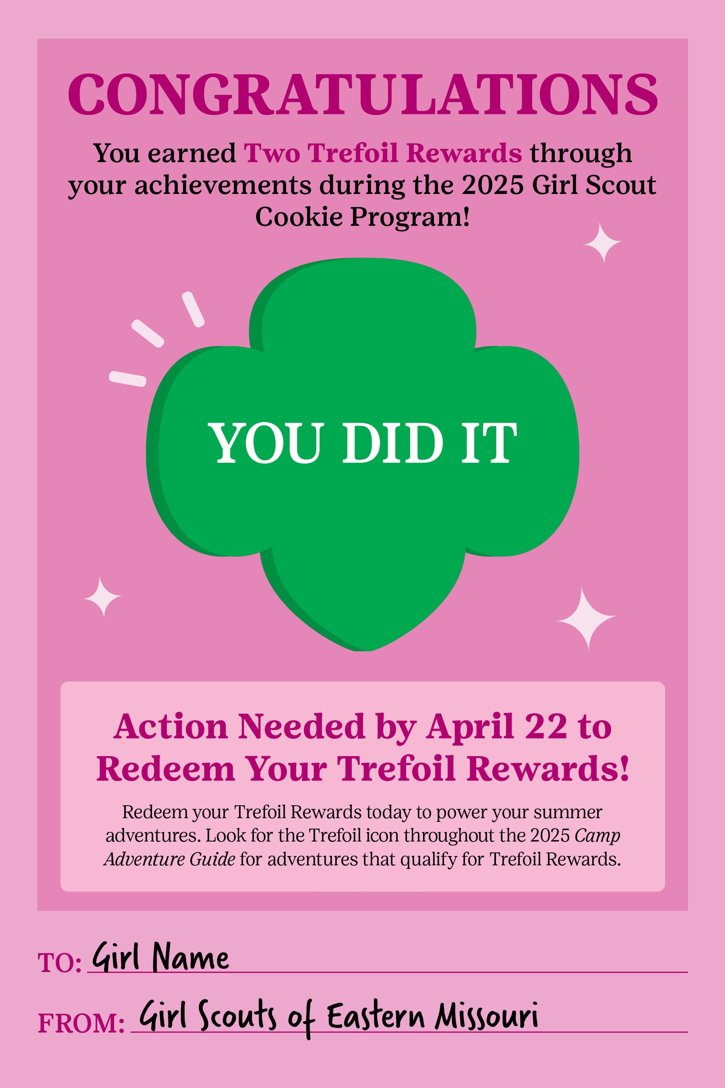 Two Trefoil Reward Postcard_Front