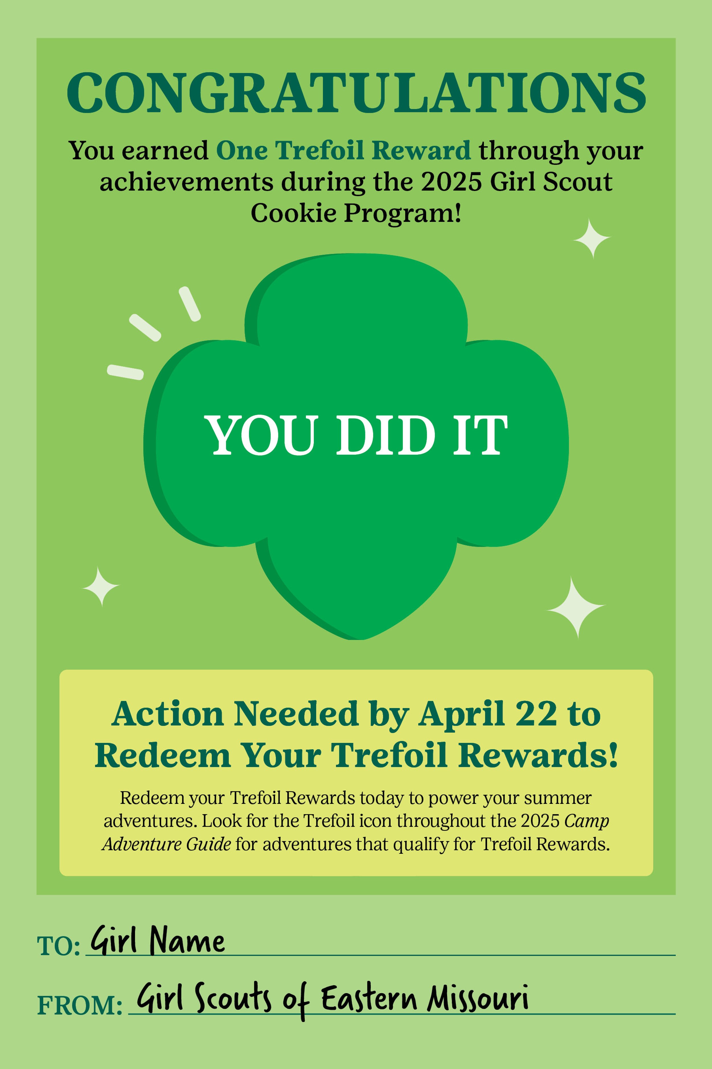 One Trefoil Reward Postcard_Front