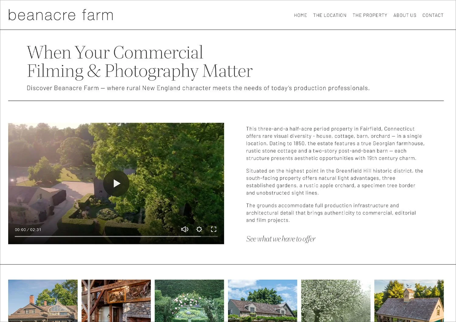 Custom website design for Beanacre Farm, a small business located in Fairfield CT
