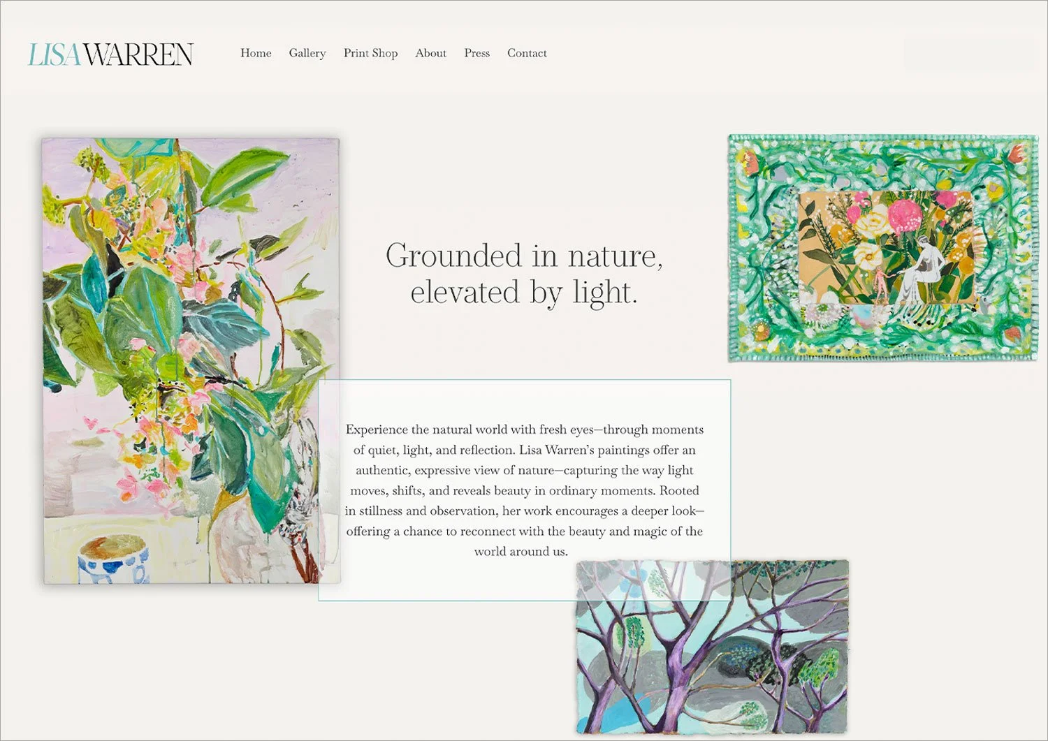 Custom Squarespace website design for Lisa Warren Studio