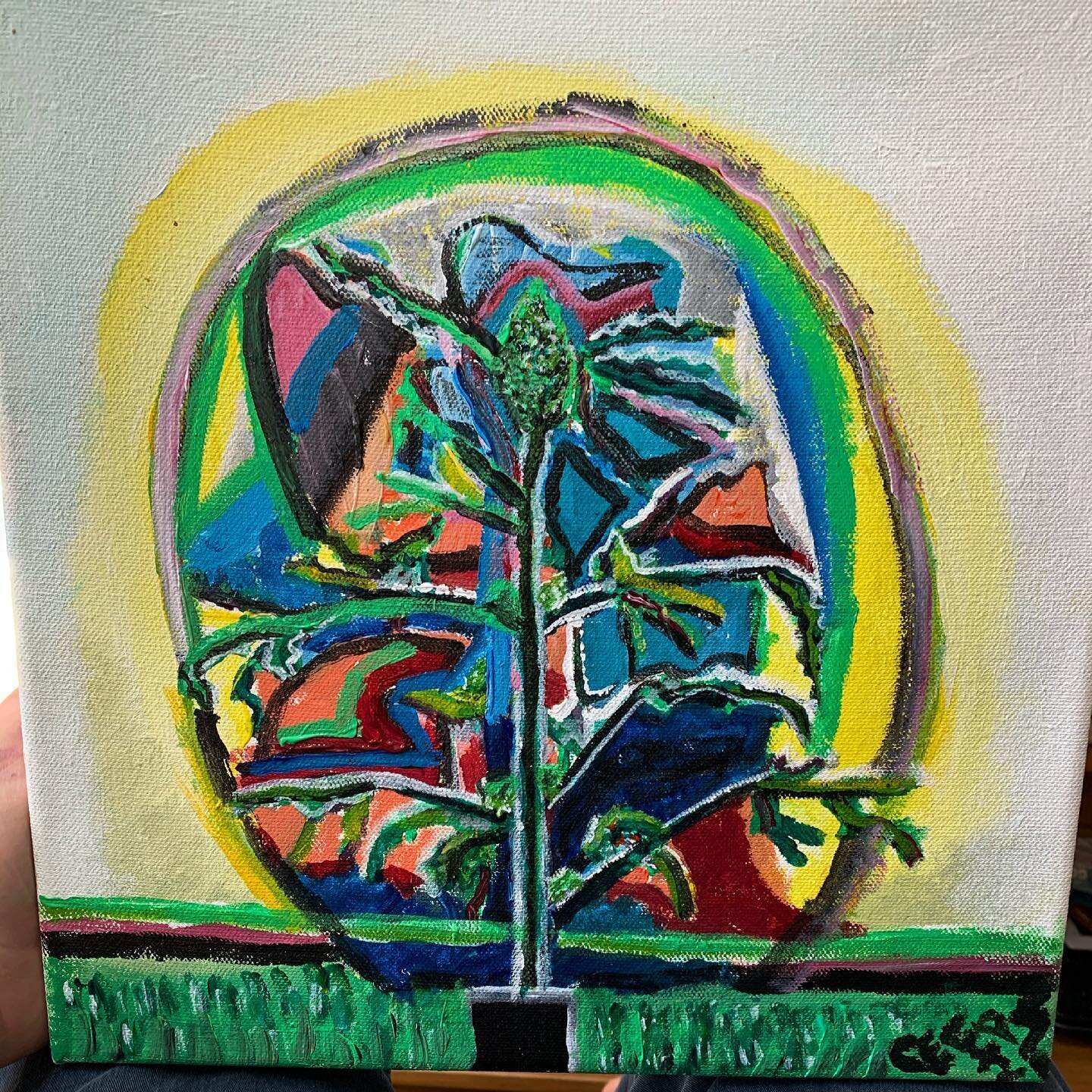 &ldquo;Cannabis&rdquo; 2021 acrylic on 12&rdquo;x12&rdquo;x.5&rdquo; canvas