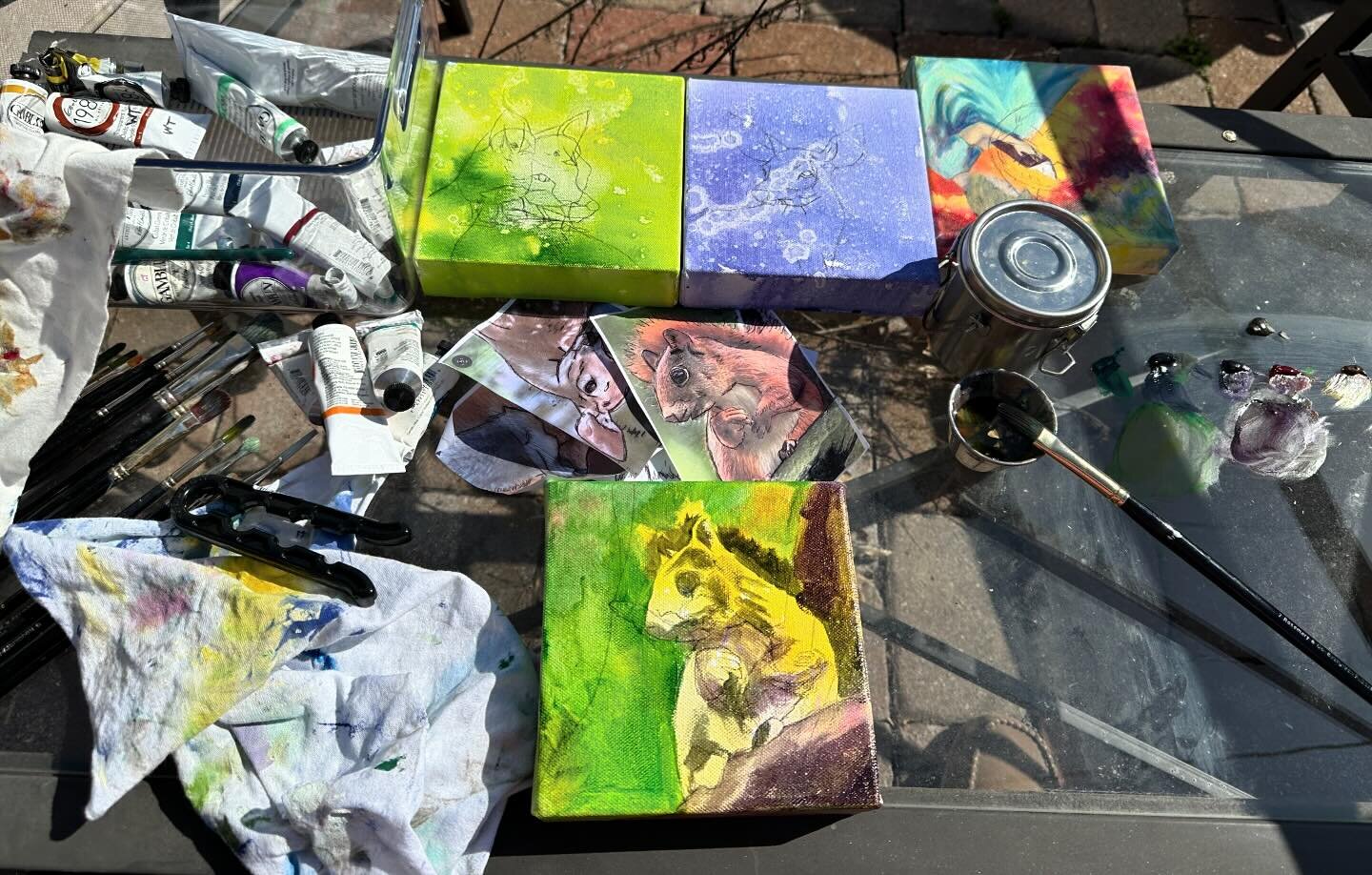 It&rsquo;s a beautiful day for painting on the patio! Feel Free to come and join me! #painting #stlouisartistsguild #stlliving #stllife #lifeinstlouis #patio #outdoorfun #sunisshining #artstl #artstagram #artstlouis #stlhomes #stldesigner #artcurator