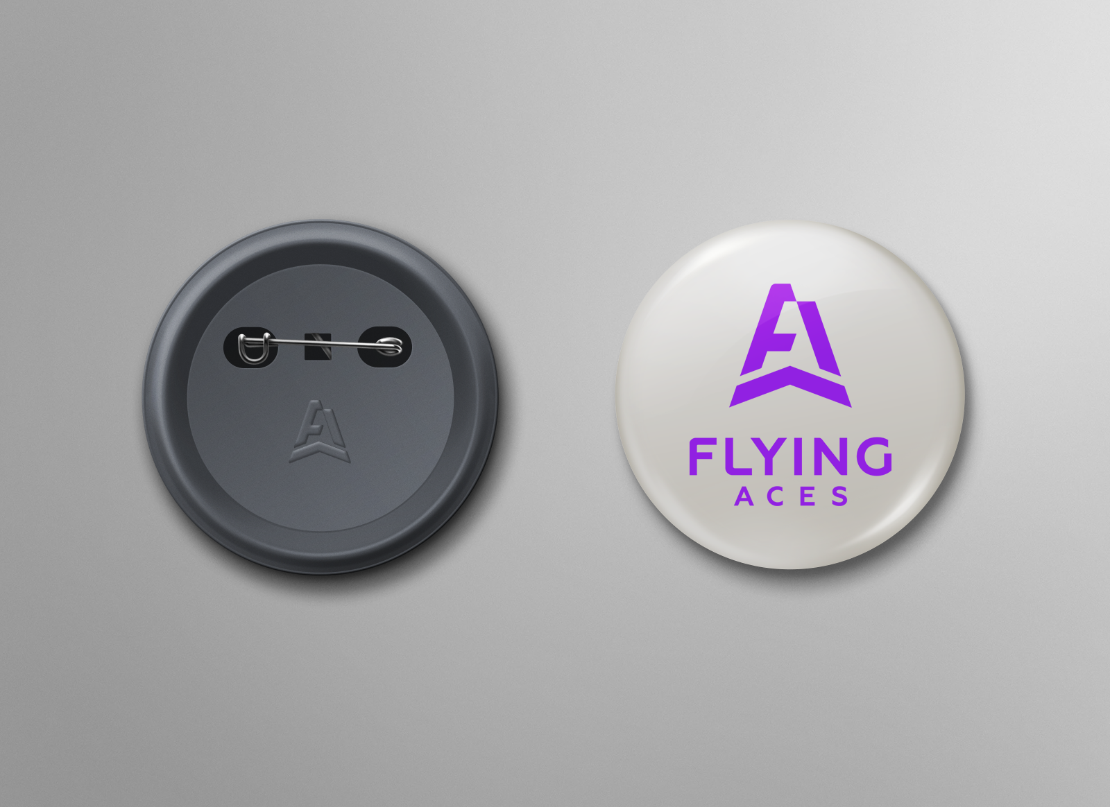 Button with Flying Aces logo