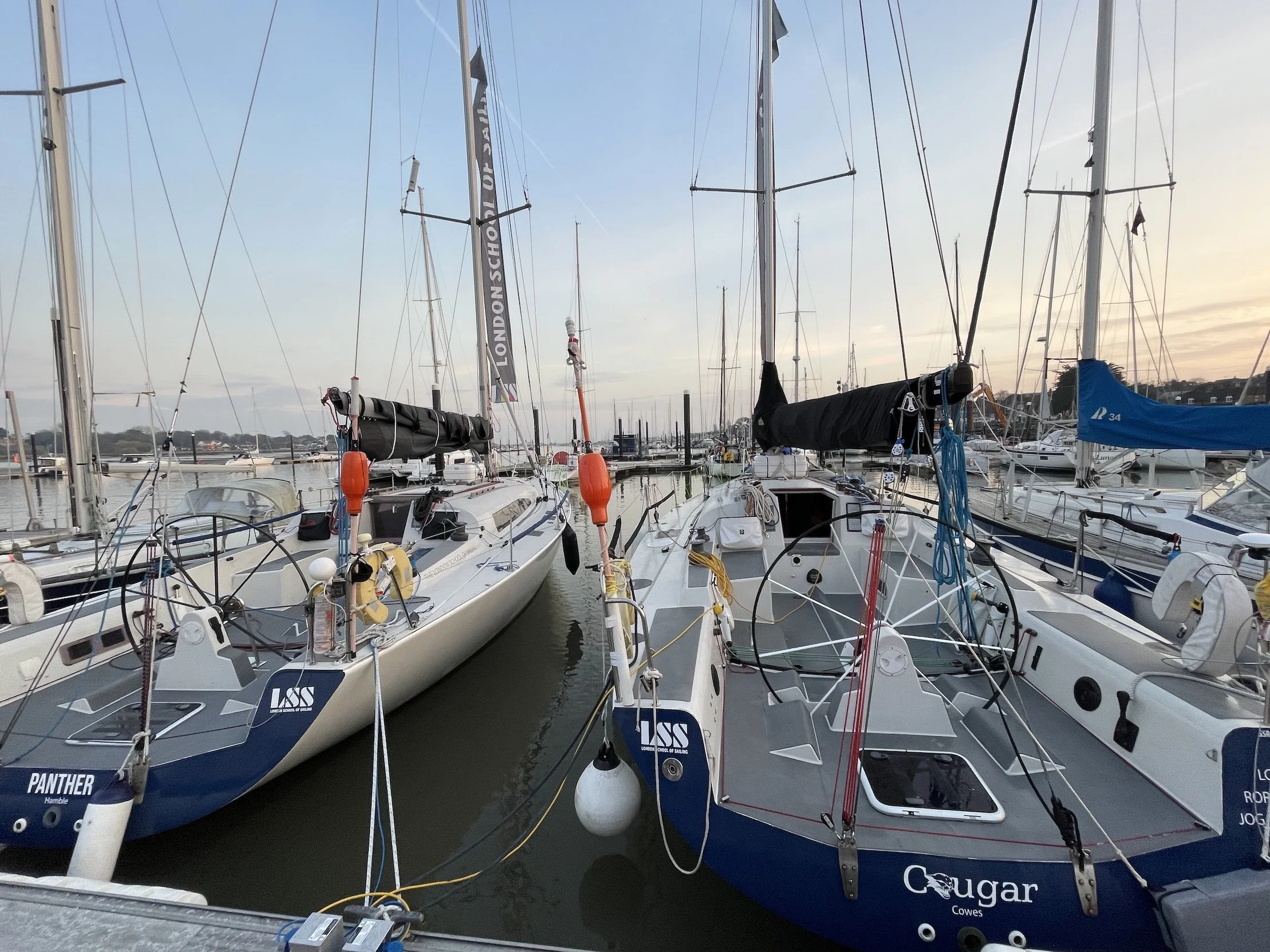 LSS's boats Cougar and Panther in their home berth in Port Hamble Marina