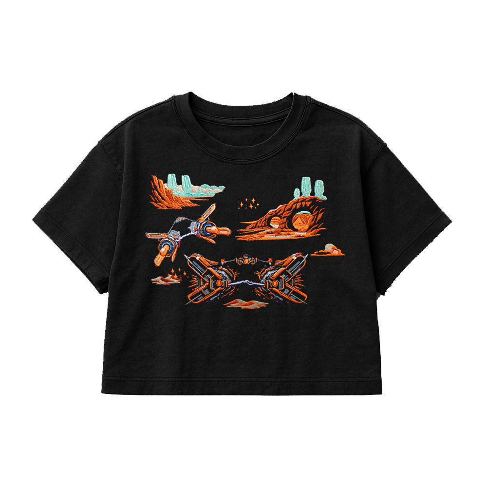 PREMIUM OVERSIZED CROPPED TEE  TERRA APEX - SOLID BLACK   [ULTRA PREMIUM]