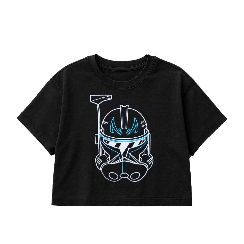 PREMIUM OVERSIZED CROPPED TEE KING THINGS EMBROIDERED - SOLID BLACK   [ULTRA PREMIUM]