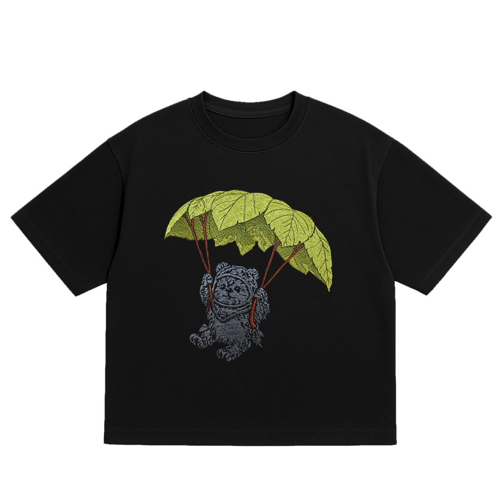 OVERSIZED ULTRA SOFT LANDING  BLACK EMBROIDERED