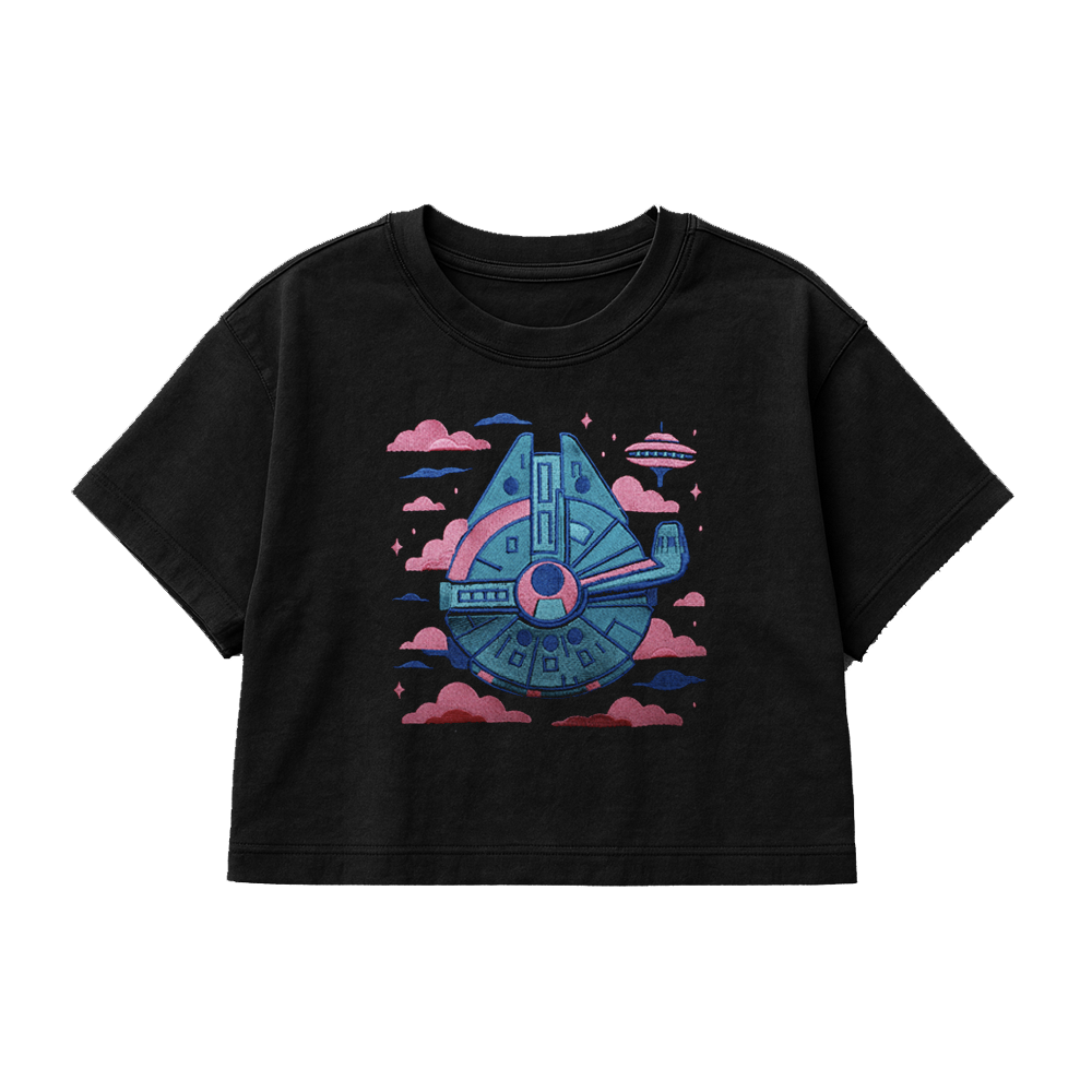 PREMIUM OVERSIZED CROPPED TEE  CELESTIAL CRAFT - SOLID BLACK   [ULTRA PREMIUM]