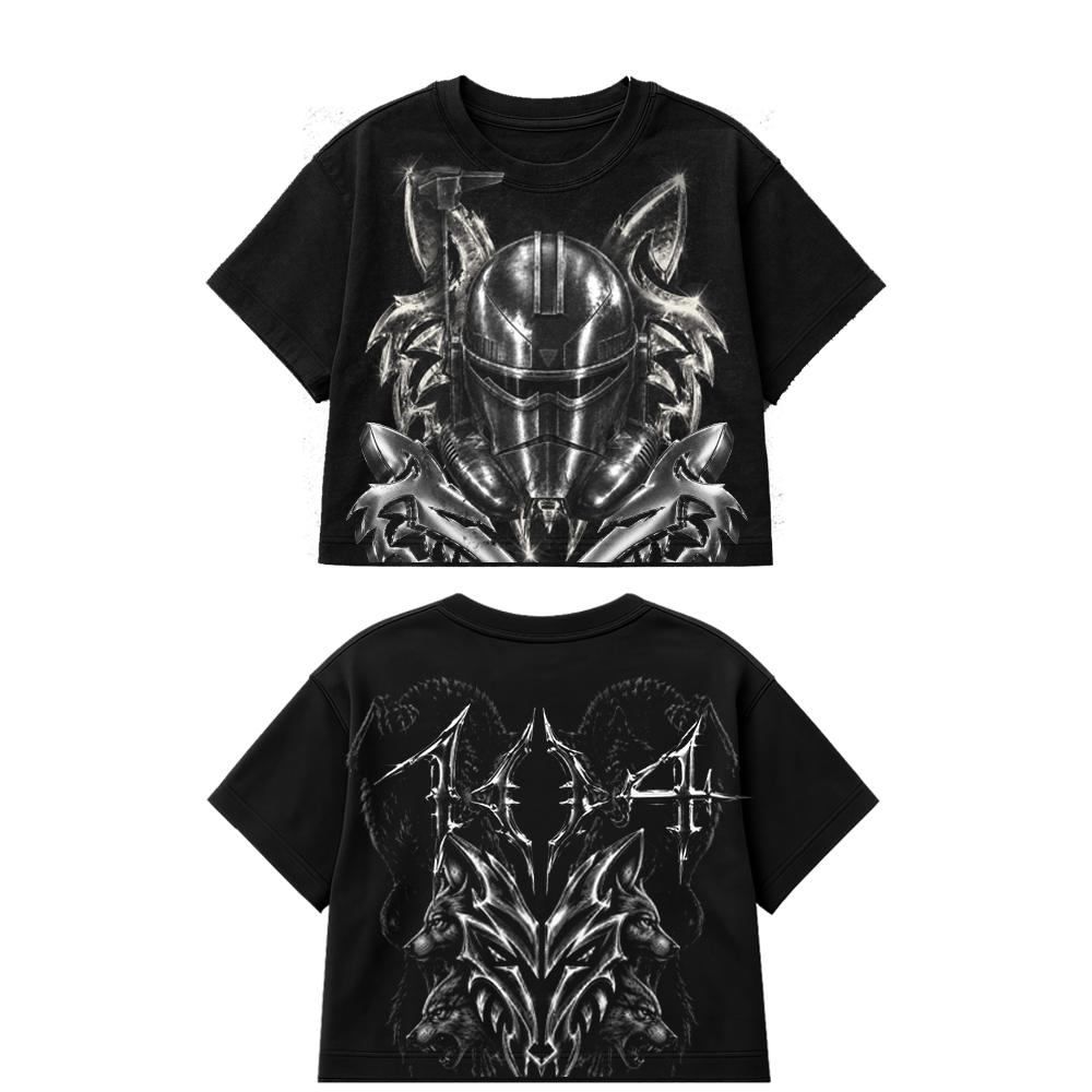 PREMIUM OVERSIZED CROPPED TEE  CHROME 104  - SOLID BLACK   [ULTRA PREMIUM]
