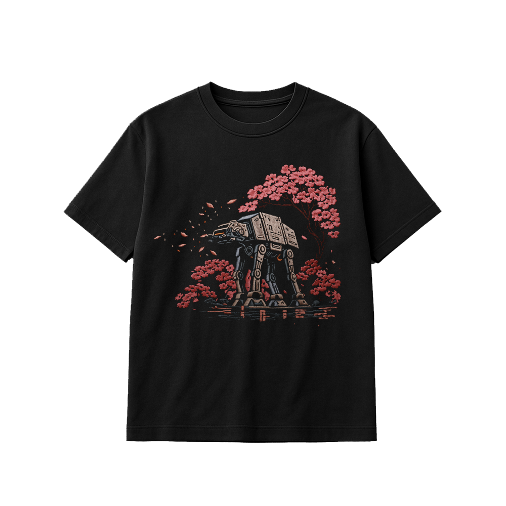 SAKURA ROBOT HANDMADE  EMBROIDERED BLACK [Choose option: Tee, LS, Sweatshirt, Hoodie]