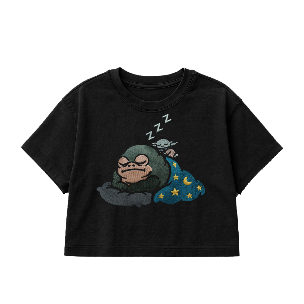 PREMIUM OVERSIZED CROPPED TEE ZZZ THINGS EMBROIDERED - SOLID BLACK   [ULTRA PREMIUM]