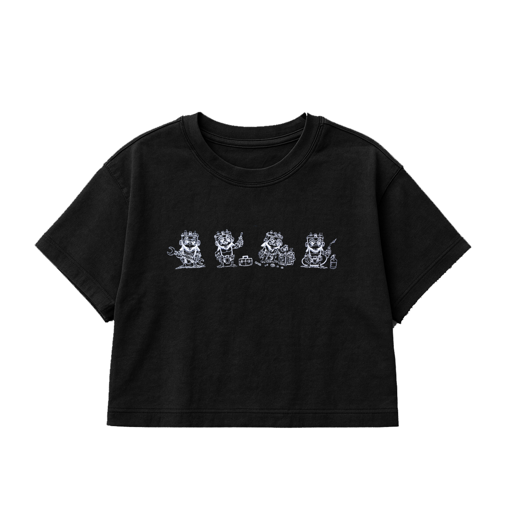 PREMIUM OVERSIZED CROPPED TEE FIXING THINGS MONOCHROME - SOLID BLACK   [ULTRA PREMIUM]