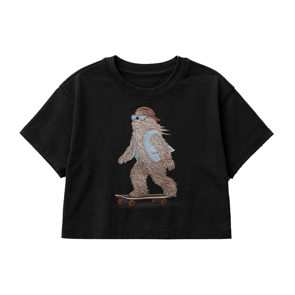 PREMIUM OVERSIZED CROPPED TEE  SK8 LIFE - SOLID BLACK   [ULTRA PREMIUM]