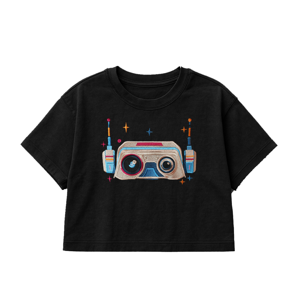 PREMIUM OVERSIZED CROPPED TEE THE SCOUT  EMBROIDERED - SOLID BLACK   [ULTRA PREMIUM]