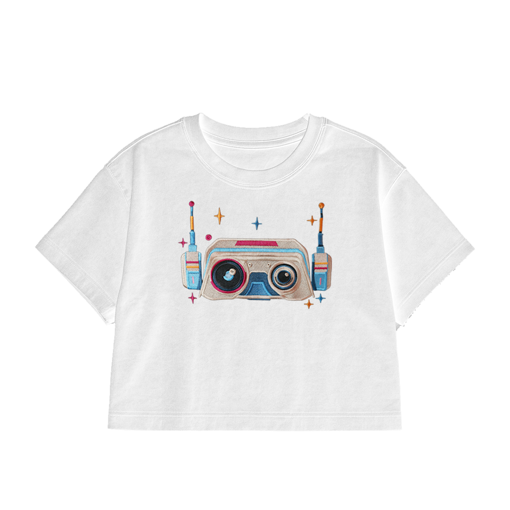 PREMIUM OVERSIZED CROPPED TEE THE SCOUT  EMBROIDERED - WHITE   [ULTRA PREMIUM]