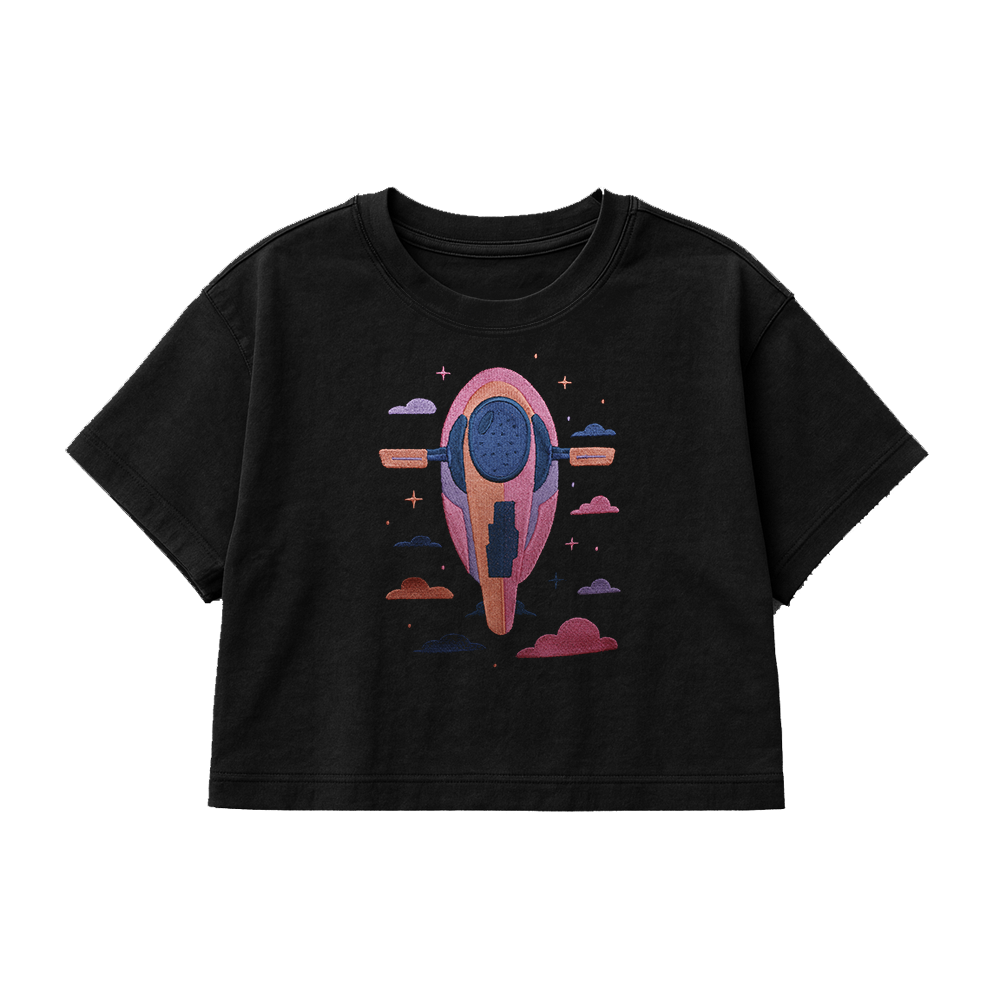 PREMIUM OVERSIZED CROPPED TEE  SPACE CRUISER - SOLID BLACK   [ULTRA PREMIUM]