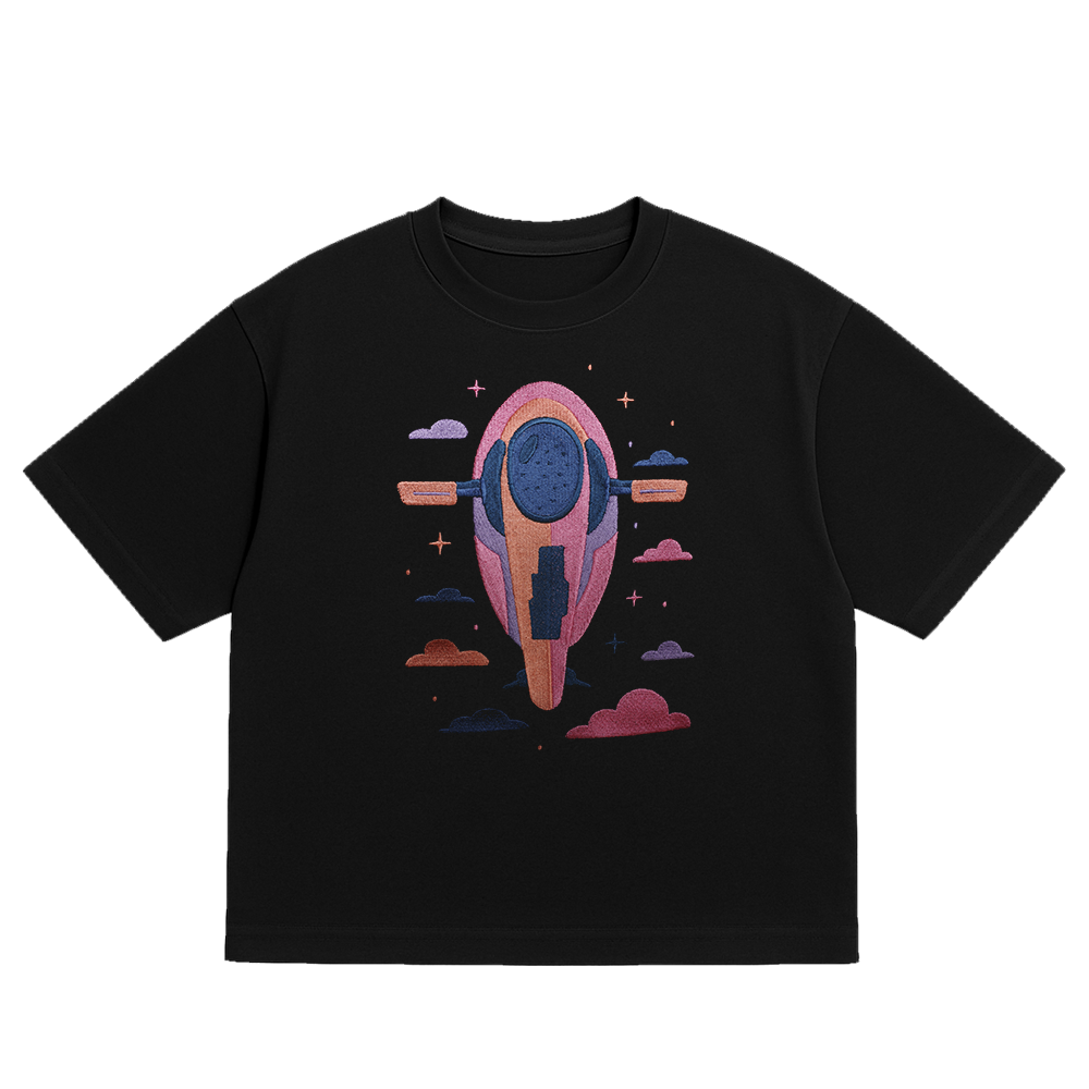 OVERSIZED ULTRA SOFT  SPACE CRUISER  BLACK EMBROIDERED