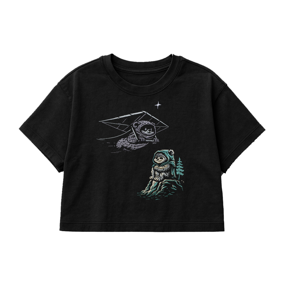 PREMIUM OVERSIZED CROPPED TEE  SIDE BY SIDE - SOLID BLACK   [ULTRA PREMIUM]