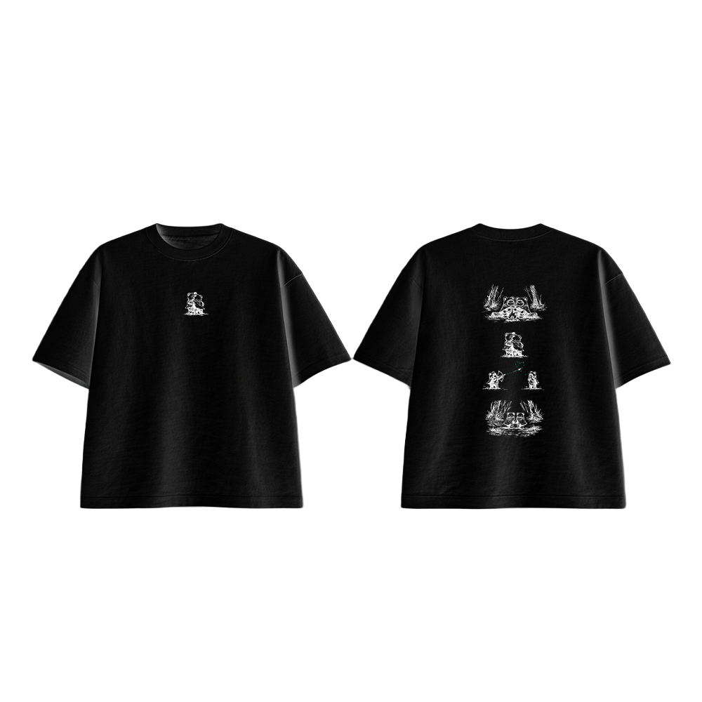 OVERSIZED ULTRA SOFT  LOVE IN THE FOREST.  PRINTED GARMENT BLACK