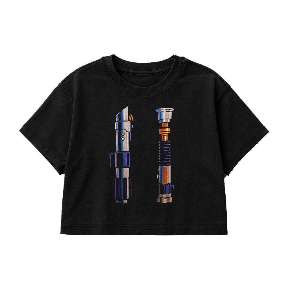 PREMIUM OVERSIZED CROPPED TEE  TWIN FLAMES  - SOLID BLACK   [ULTRA PREMIUM]