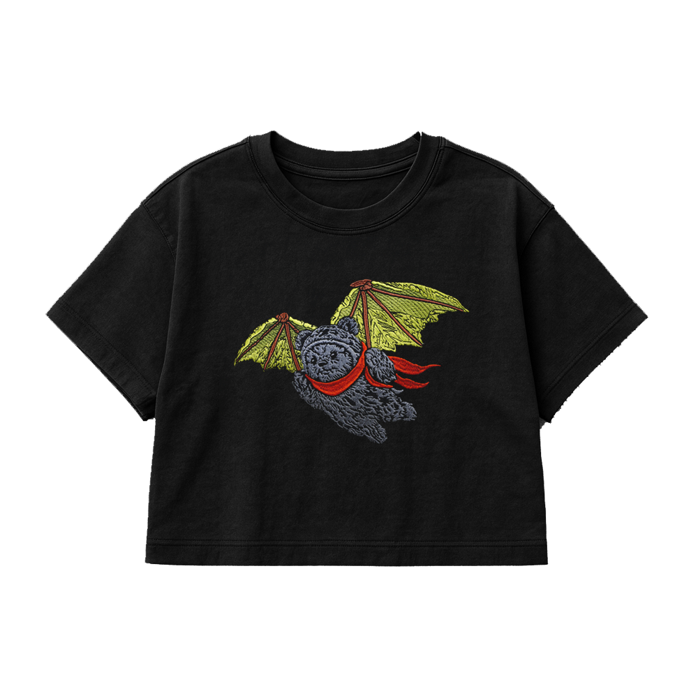 PREMIUM OVERSIZED CROPPED TEE  FLYING - SOLID BLACK   [ULTRA PREMIUM]