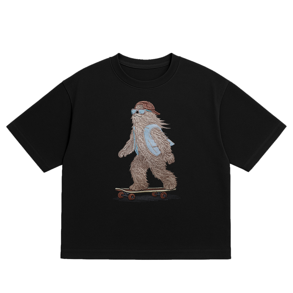 OVERSIZED ULTRA SOFT  SK8 LIFE  BLACK EMBROIDERED