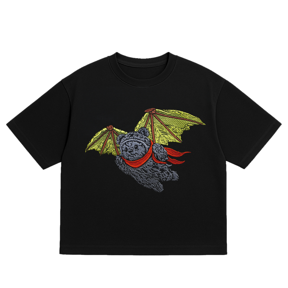 OVERSIZED ULTRA SOFT  FLYING  BLACK EMBROIDERED