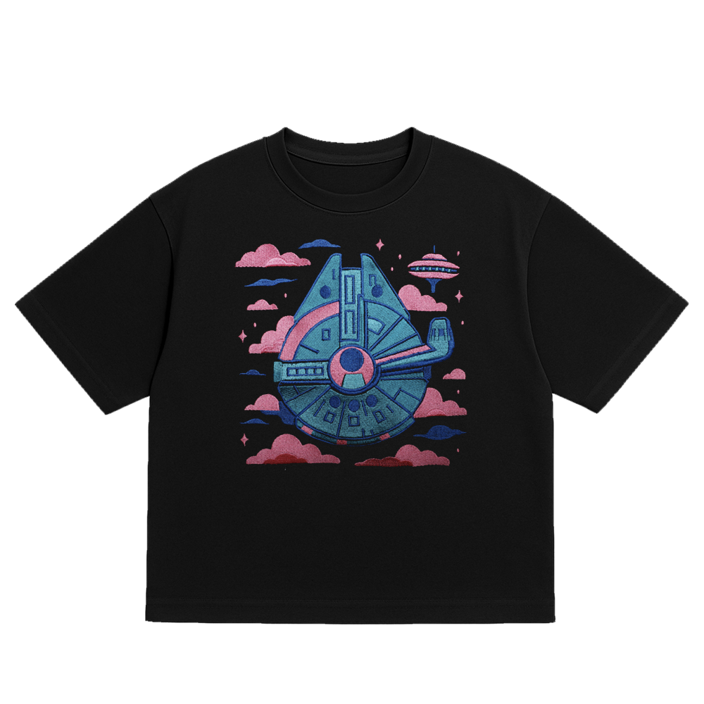 OVERSIZED ULTRA SOFT  CELESTIAL CRAFT  BLACK EMBROIDERED