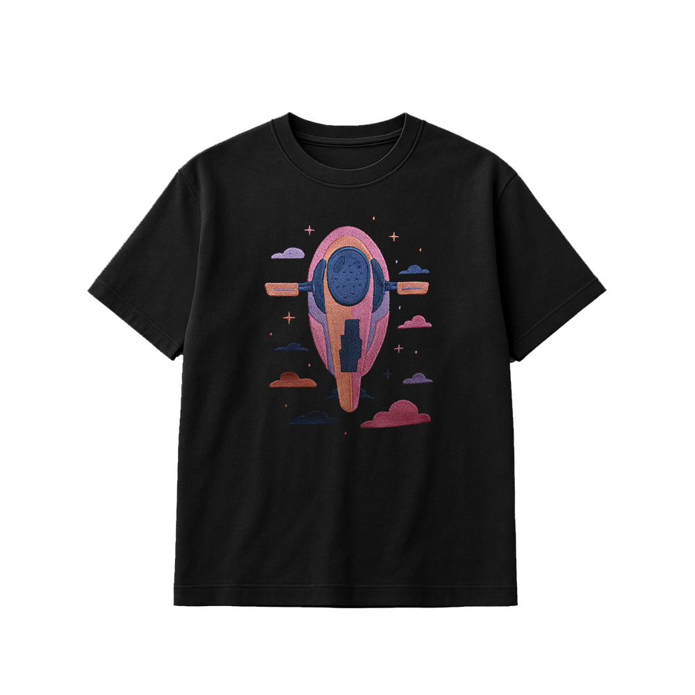 THE SPACE CRUISER HANDMADE  EMBROIDERED BLACK [Choose option: Tee, LS, Sweatshirt, Hoodie]