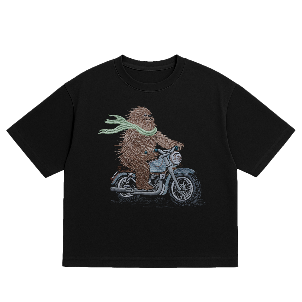 OVERSIZED ULTRA SOFT  RIDER BLACK EMBROIDERED