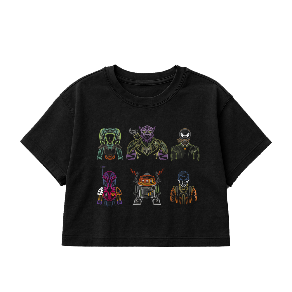 CROPPED OVERSIZED ULTRA SOFT GHOST SQUAD PRINTED BLACK