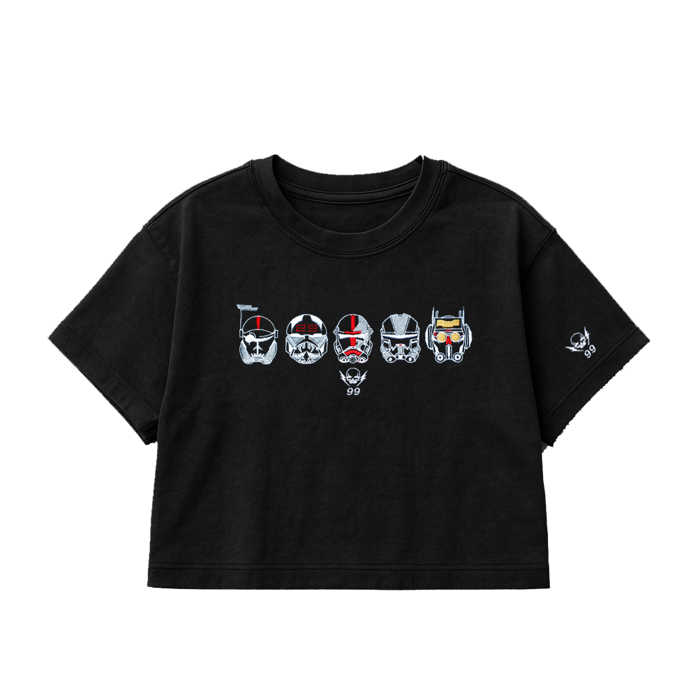 OVERSIZED CROP TOP  EMBROIDERED  99  - SOLID BLACK   [ULTRA PREMIUM]