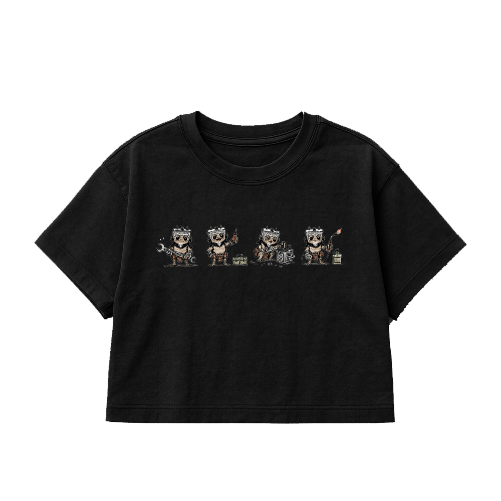 PREMIUM OVERSIZED CROPPED TEE FIXING THINGS - SOLID BLACK PRINTED   [ULTRA PREMIUM]