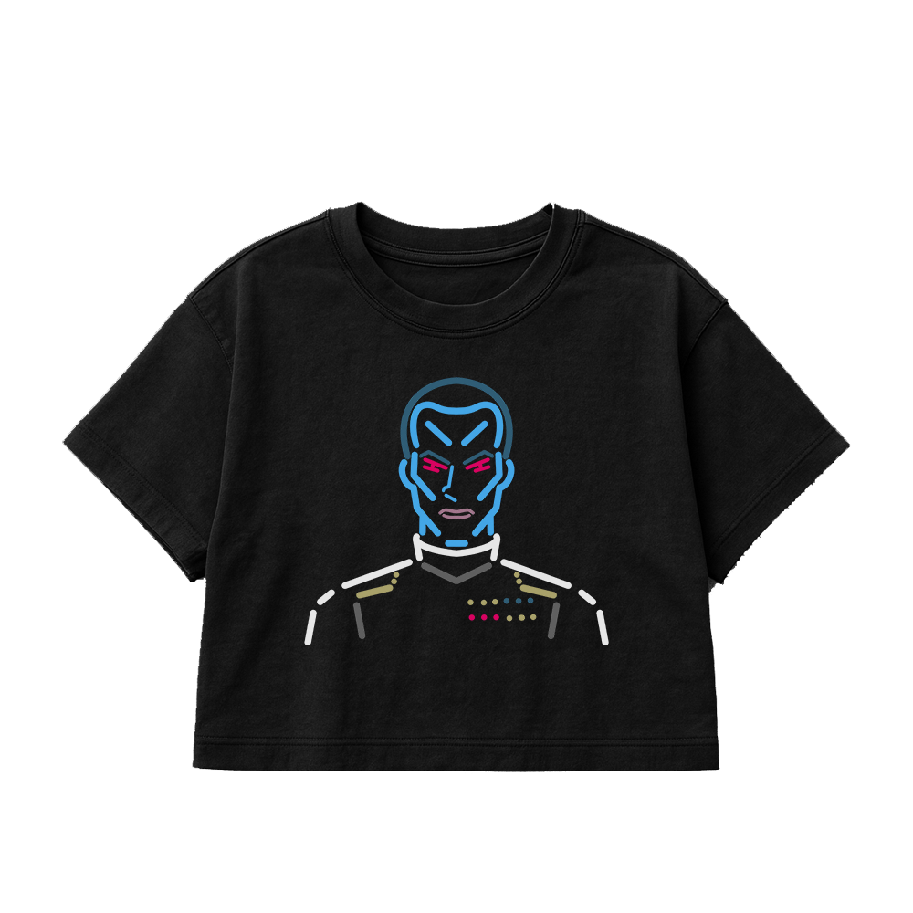 CROPPED OVERSIZED ULTRA SOFT TR BLUE PRINTED BLACK