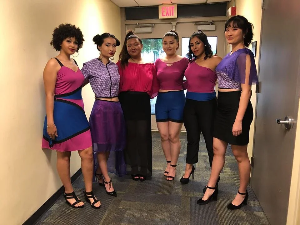 Yesenia Irizarry in Look 3, Lisa Wang in Look 4, Melina Barnedo (Me), Jane Kim Look 1, Yvett Ventura Look 5, Christine Moon in Look 2