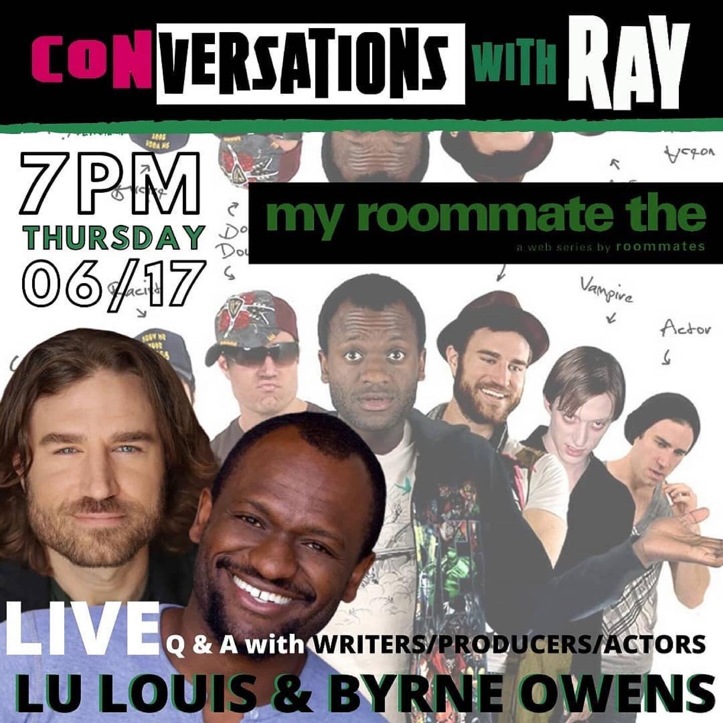#Repost @thehellmouthcon
・・・
Join our host @aunttessycosplay THIS Thursday as he interviews the Creators of @myroommatethe

Byrne Owens and Lu Louis wrote, directed, and starred in the wildly popular television series My Roommate the.. This comedy se